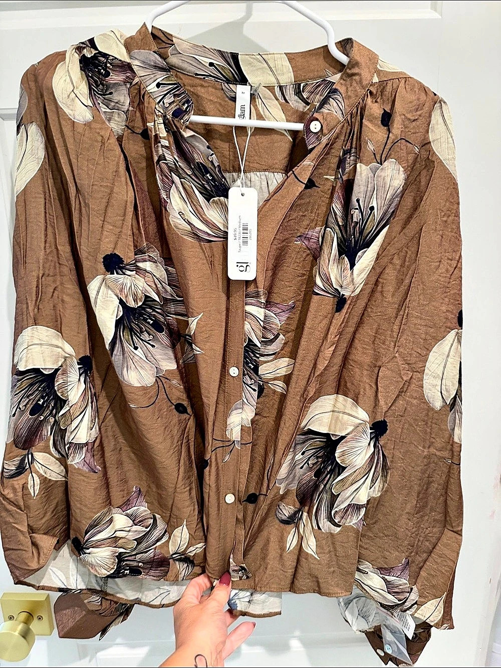 NWT glam Floral Midi Dress in Brown Size Medium NWT